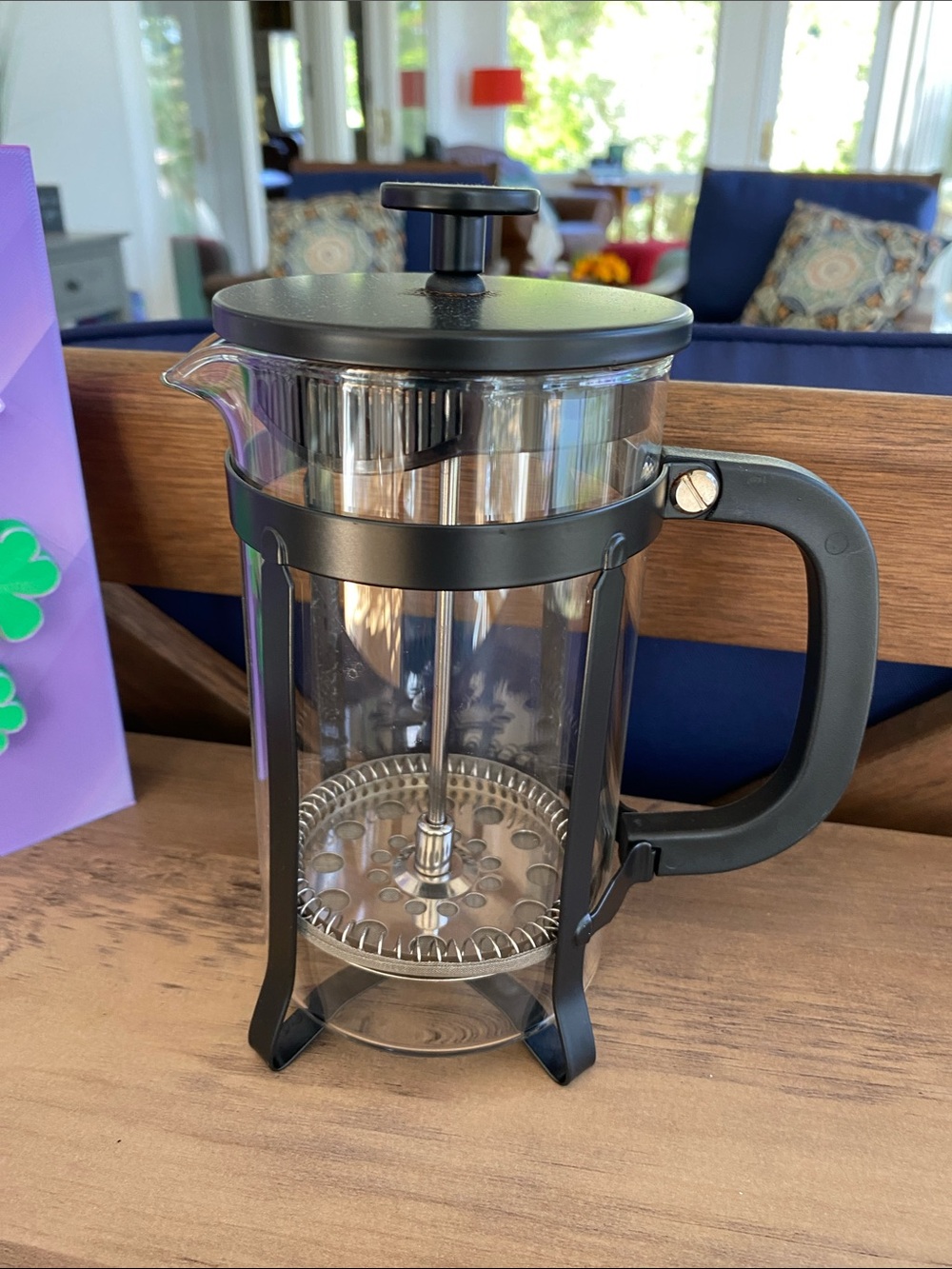 Black French Press Coffee Maker - Durable Glass Carafe